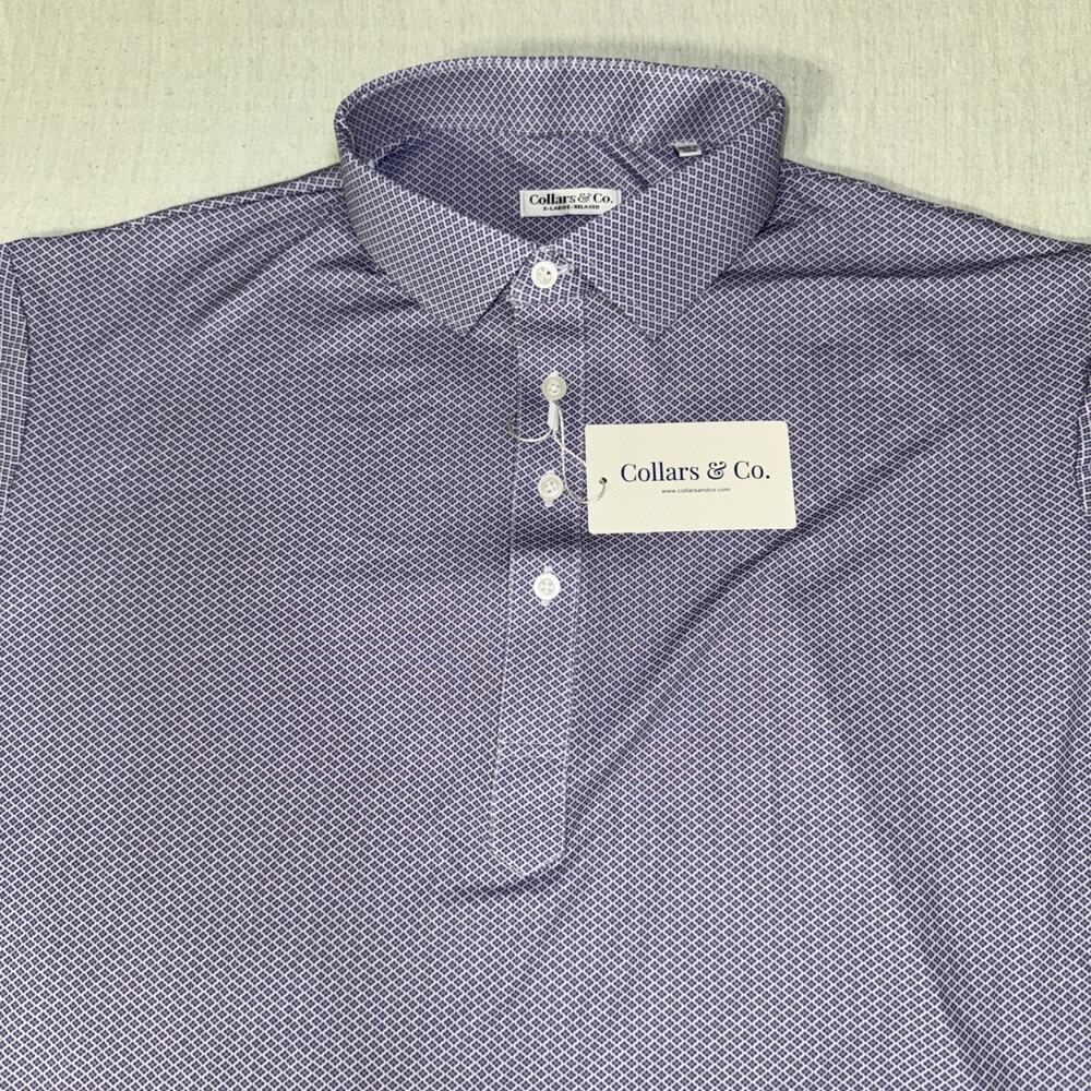 Collars and Co Golf Polo Purple Geometric AOP Size X-Large Preppy NWT